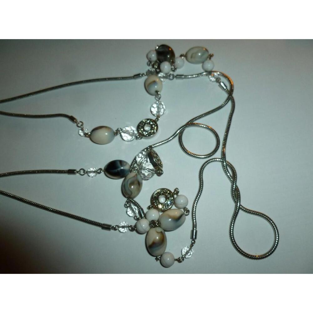 Double Strand Rhinestone Bead Statement Necklace … - image 5